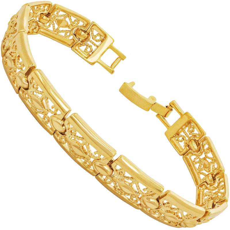 LIFETIME JEWELRY Filigree Bracelet for Women and Men 24k Real Gold Plated Charm (Gold, 9) - Image 1